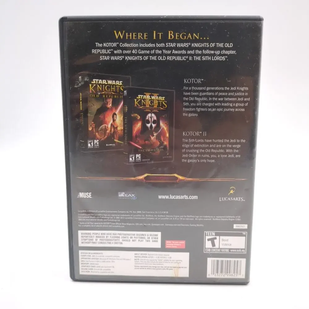 Star Wars KOTOR PC DVD-ROM Video Game RPG Sci-Fi Knights Old Republic